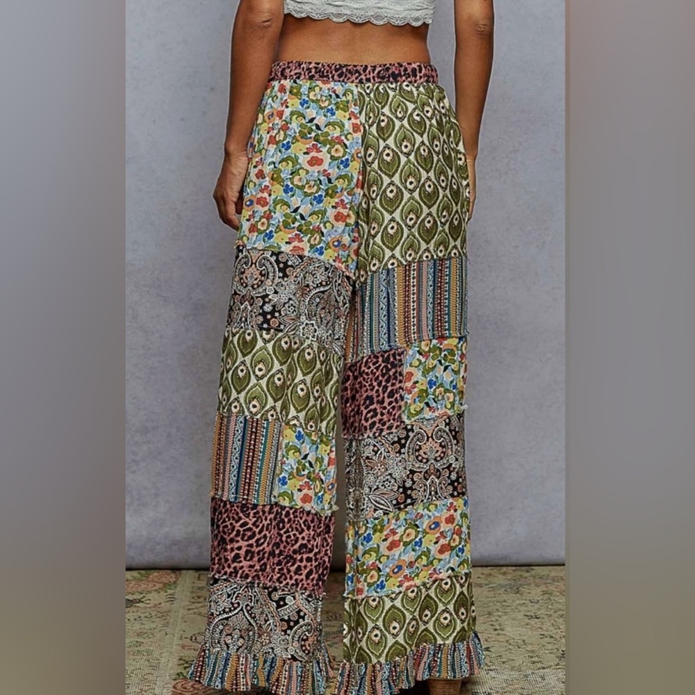 081 - Pol Multicolor Patchwork Palazzo Pants - image 4